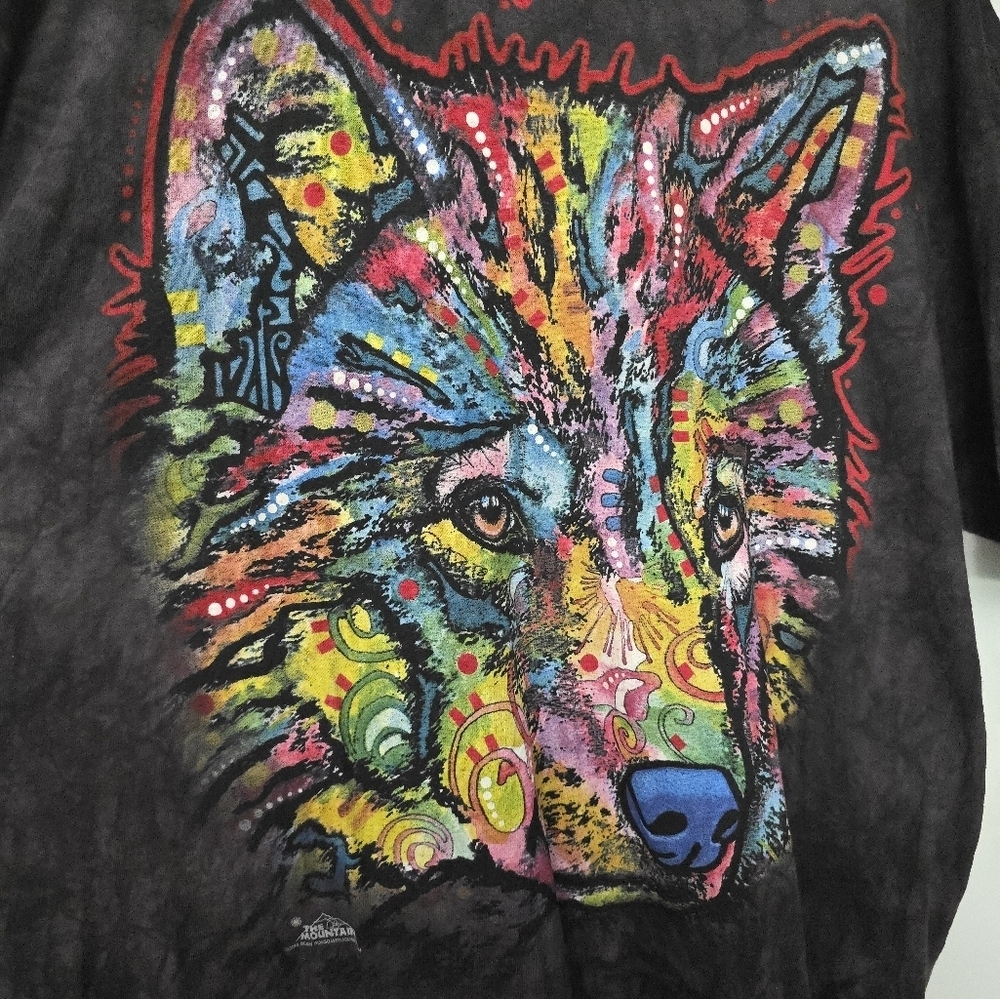 The Mountin Men’s Short Sleeve T-shirt Gray Tie Dye Alaska Wolf Print Size 2XL - Picture 2 of 8